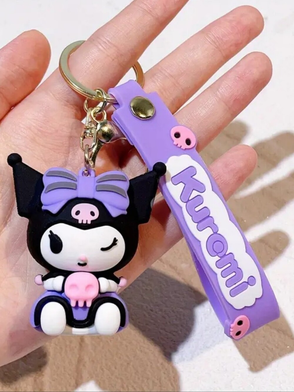 Kuromi Embrace Skull Head Keychain Bag Charm